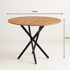 Mesa de comedor redonda 100cm color madera clara enrejada 7