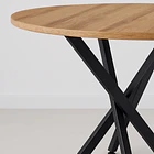 Mesa de comedor redonda 100cm color madera clara enrejada 10