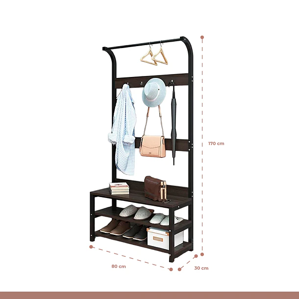 Mueble Organizador Perchero Colgador y Zapatero  6