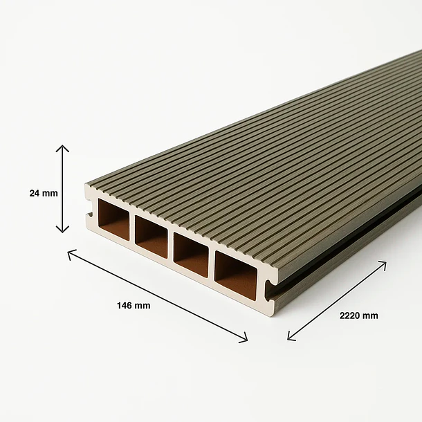 Pack de 5 deck exterior WPC madera clara 4