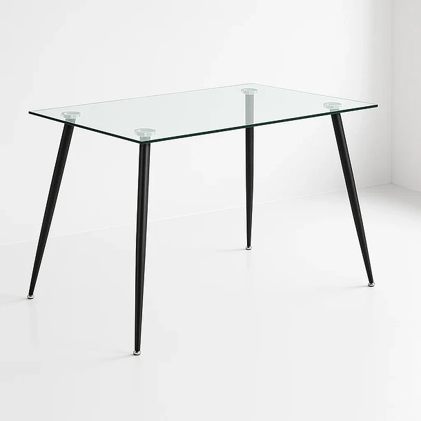 Mesa de Comedor Vidrio Rectangular 120x70 - Patas Oscuras 1