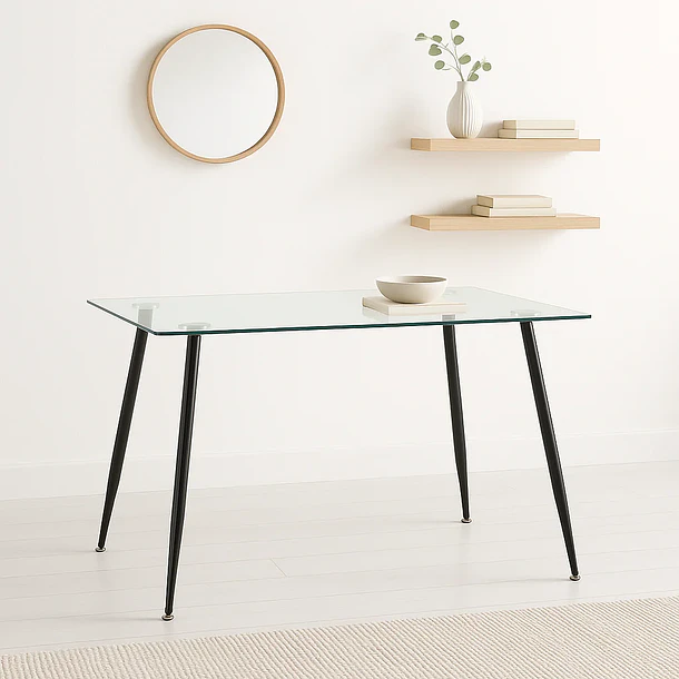 Mesa de Comedor Vidrio Rectangular 120x70 - Patas Oscuras 3