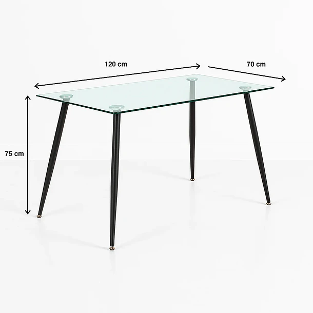 Mesa de Comedor Vidrio Rectangular 120x70 - Patas Oscuras 5