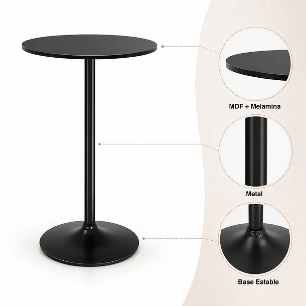 Mesa alta para bar Guji 60x60x100 5