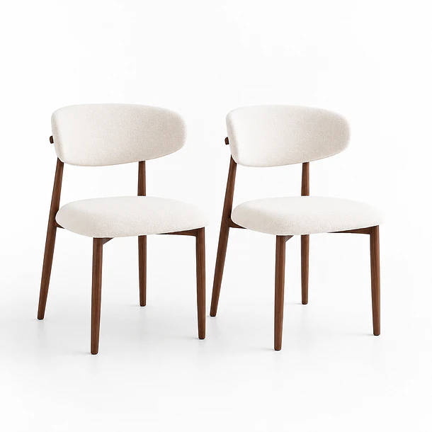 Pack de 2 Sillas Bear de Tela con Patas Metálicas Madera - Crema 1