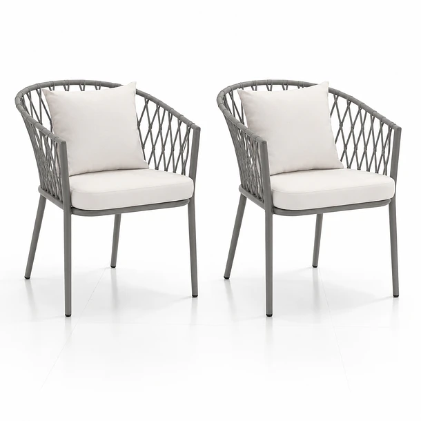 Pack de 2 Sillas de Terraza Trame - Aluminio y Cuerda 1