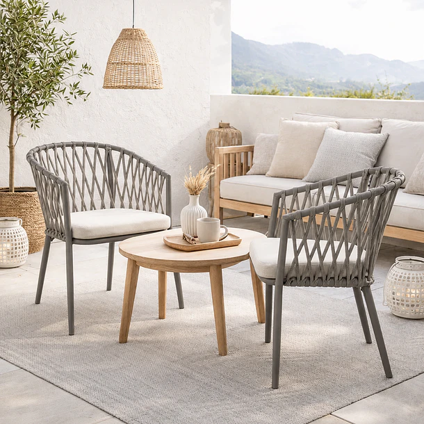 Pack de 2 Sillas de Terraza Trame - Aluminio y Cuerda 2