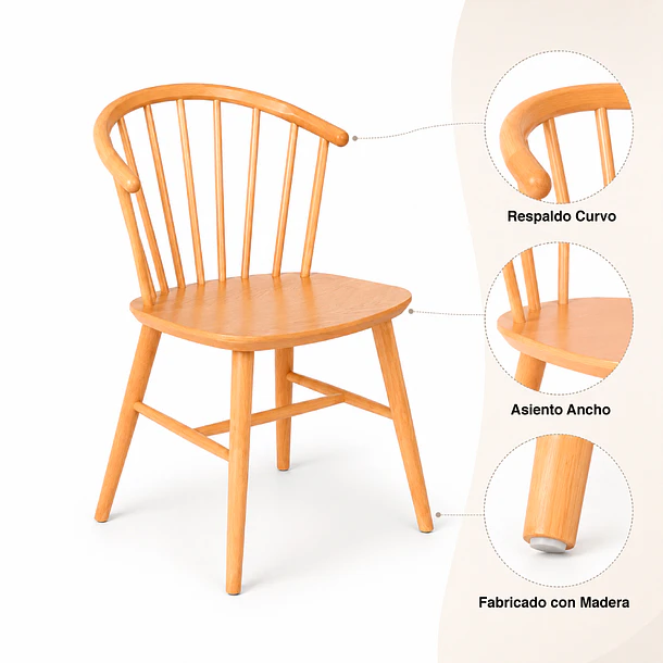 Silla Lykke de Madera - Natural 5