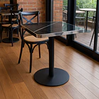Mesa Parisina 70x70 Negra Ribete Plateado 2