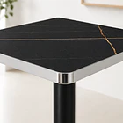 Mesa Parisina 70x70 Negra Ribete Plateado 6