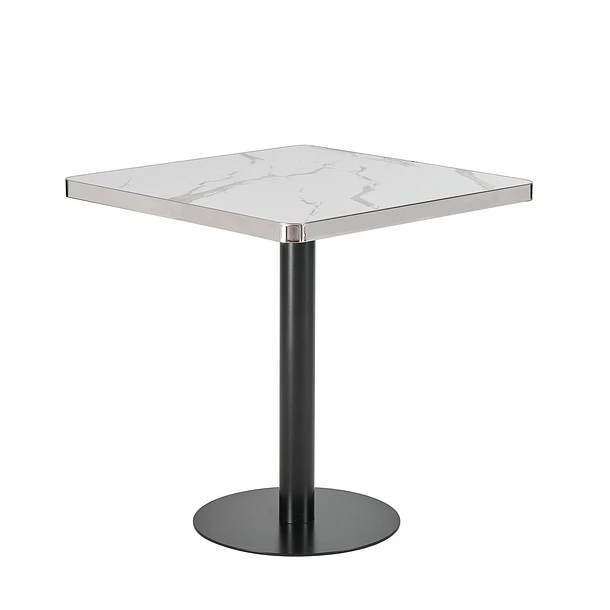 Mesa Parisina 70x70 Marmol Ribete Plateado 1