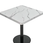 Mesa Parisina 70x70 Marmol Ribete Plateado 6