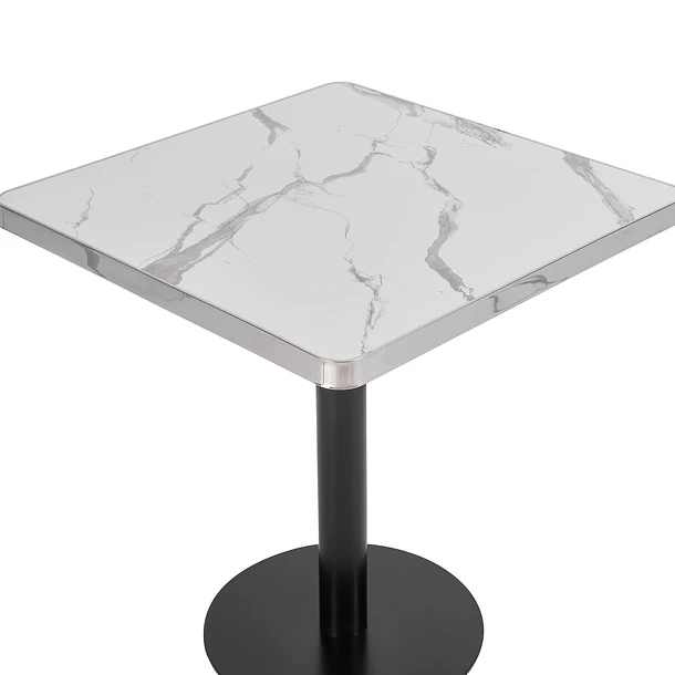 Mesa Parisina 70x70 Marmol Ribete Plateado 6