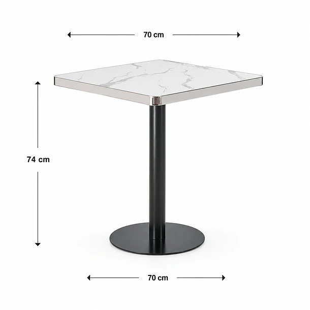 Mesa Parisina 70x70 Marmol Ribete Plateado 4