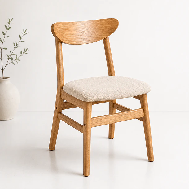 Silla de Comedor Sinkro - Madera clara asiento Beige 2