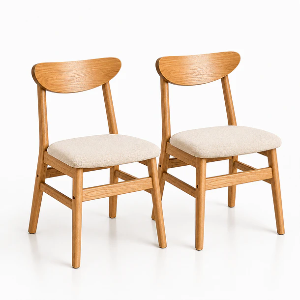 Pack de 2 Sillas de Comedor Sinkro - Madera clara asiento Beige 1