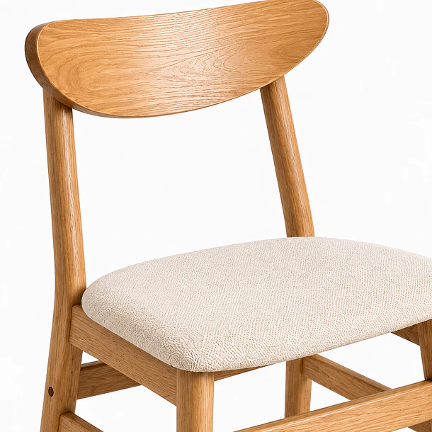 Pack de 2 Sillas de Comedor Sinkro - Madera clara asiento Beige 6
