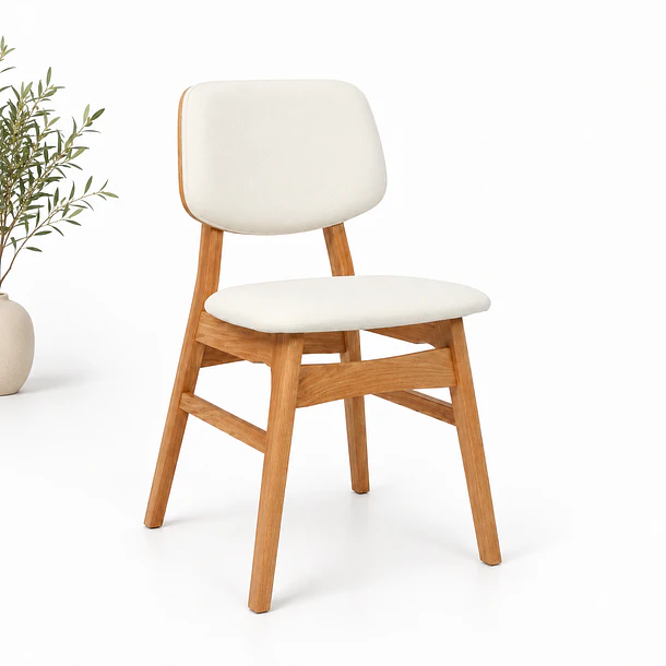 Pack de 2 Sillas de Comedor Ystava - Madera Maciza con Asiento y Respaldo Acolchados 2