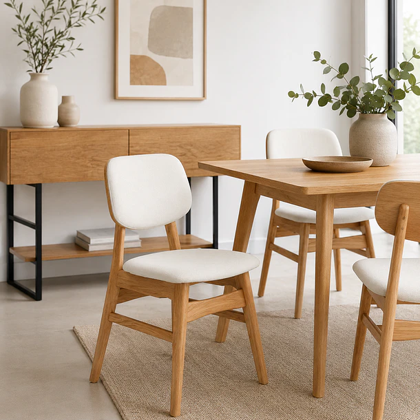 Pack de 2 Sillas de Comedor Ystava - Madera Maciza con Asiento y Respaldo Acolchados 3