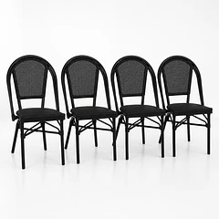 Pack de 4 Sillas Bistro Parisina Textileno - Negro