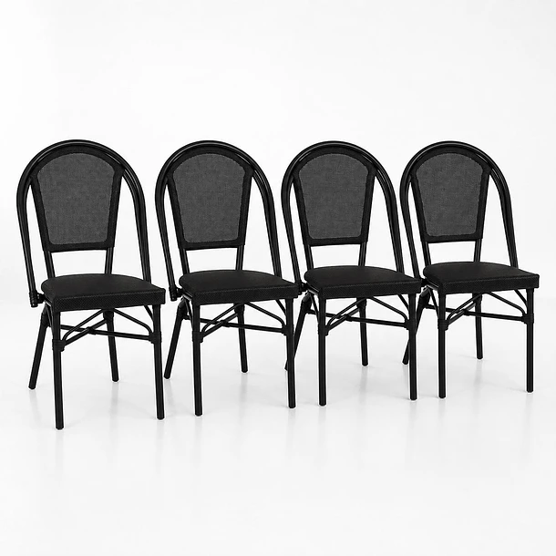 Pack de 4 Sillas Bistro Parisina Textileno - Negro 1