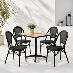 Pack de 4 Sillas Bistro Parisina Textileno - Negro