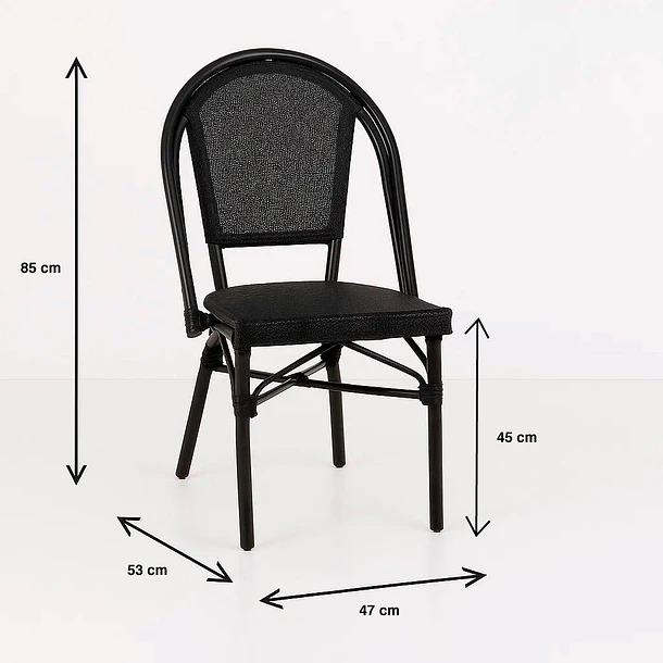 Pack de 4 Sillas Bistro Parisina Textileno - Negro 4