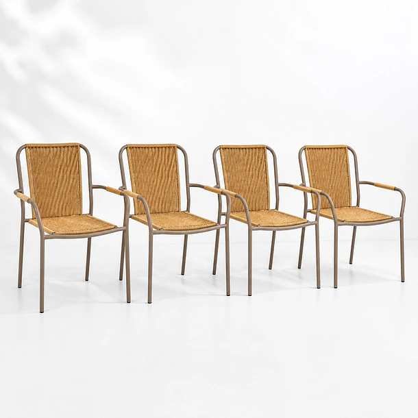 Pack de 4 Sillas Comedor o Exterior KAMBA Tejido - Color Trigo 1
