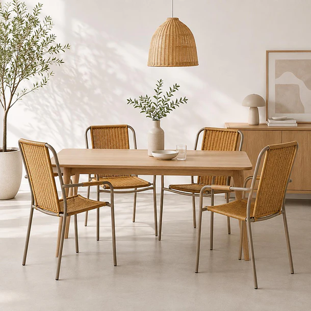 Pack de 4 Sillas Comedor o Exterior KAMBA Tejido - Color Trigo 3