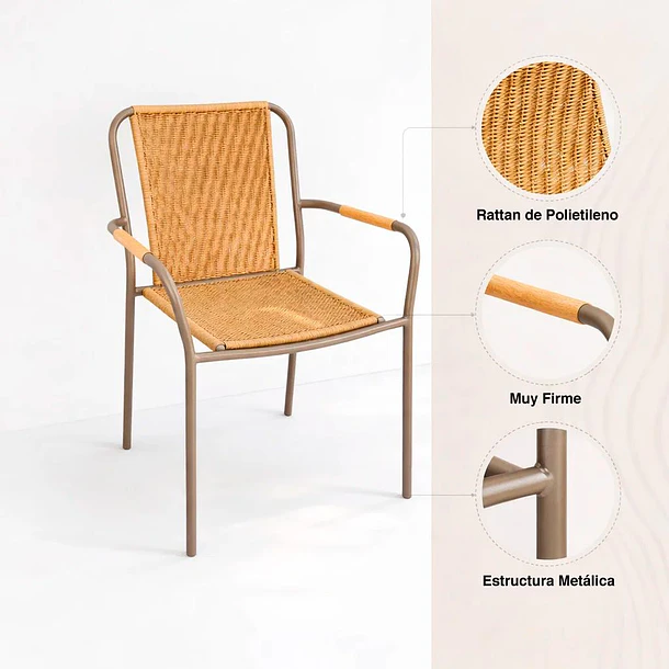 Pack de 4 Sillas Comedor o Exterior KAMBA Tejido - Color Trigo 5