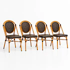 Pack de 4 Sillas de Exterior Estilo Francés con Marco Dorado y Ratán Oscuro 1