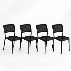 Pack de 4 Sillas de Restaurant o Terraza Comedor Hoffman Enrejada - Negra Completa