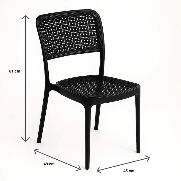 Pack de 4 Sillas de Restaurant o Terraza Comedor Hoffman Enrejada - Negra Completa 4