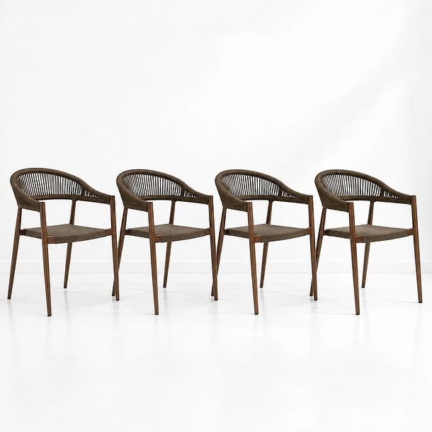 Pack de 4 Sillas de Terraza Douce - Aluminio y Rattan 1