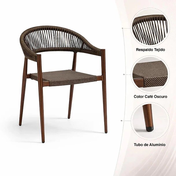 Pack de 4 Sillas de Terraza Douce - Aluminio y Rattan 5