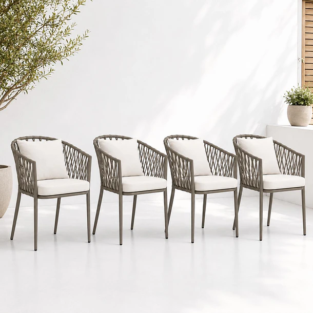Pack de 4 Sillas de Terraza Trame - Aluminio y Cuerda 2