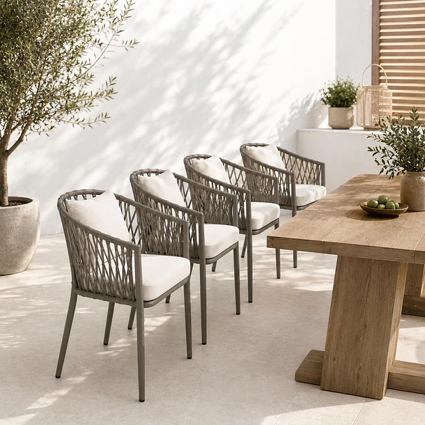 Pack de 4 Sillas de Terraza Trame - Aluminio y Cuerda 3