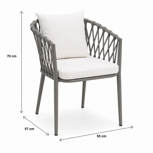 Pack de 4 Sillas de Terraza Trame - Aluminio y Cuerda 4