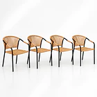 Pack de 4 Sillas FLET - Estructura Negra con Respaldo Encordado Beige 1