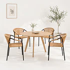 Pack de 4 Sillas FLET - Estructura Negra con Respaldo Encordado Beige 2