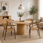 Pack de 4 Sillas FLET - Estructura Negra con Respaldo Encordado Beige 3