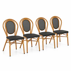 Pack de 4 Sillas Provence Parisina Rattan - Gris Oscuro