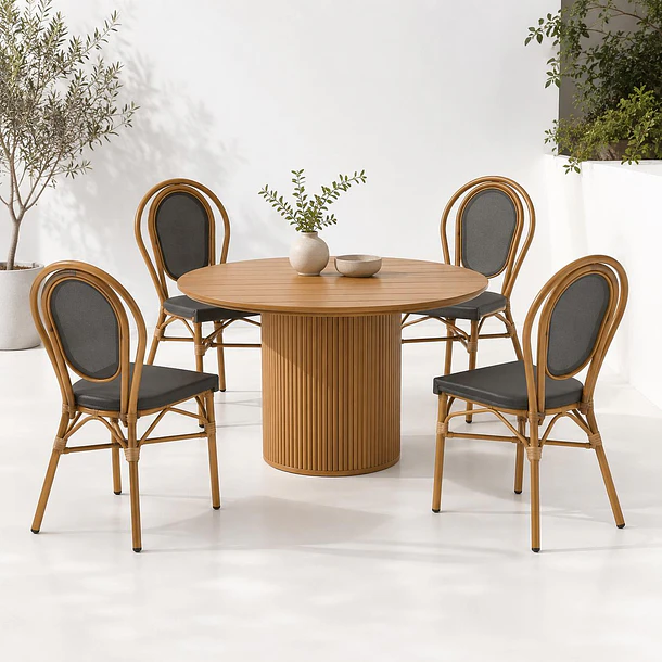 Pack de 4 Sillas Provence Parisina Rattan - Gris Oscuro 2