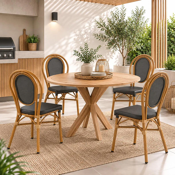 Pack de 4 Sillas Provence Parisina Rattan - Gris Oscuro 3