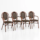 Pack de 4 Sillas Provence Parisina Rattan con reposabrazos - Café Oscuro 1