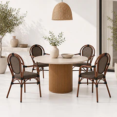 Pack de 4 Sillas Provence Parisina Rattan con reposabrazos - Café Oscuro