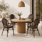 Pack de 4 Sillas Provence Parisina Rattan con reposabrazos - Café Oscuro 3