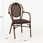 Pack de 4 Sillas Provence Parisina Rattan con reposabrazos - Café Oscuro 4