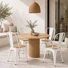 Pack de 4 Sillas Tolix con asiento de madera clara - Blanca 3