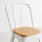 Pack de 4 Sillas Tolix con asiento de madera clara - Blanca 6